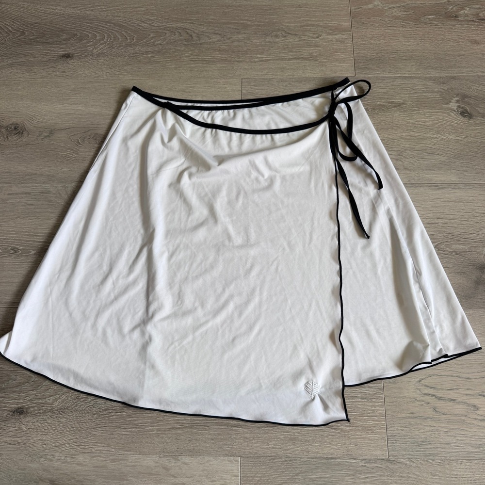 Coolibar Womens White UPF 50+ Sun Protection Wrap Swim Cover Up Skirt Large L